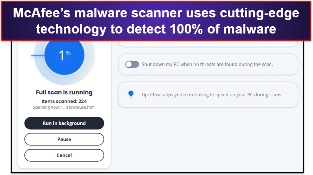 Will McAfee find malware on my phone?