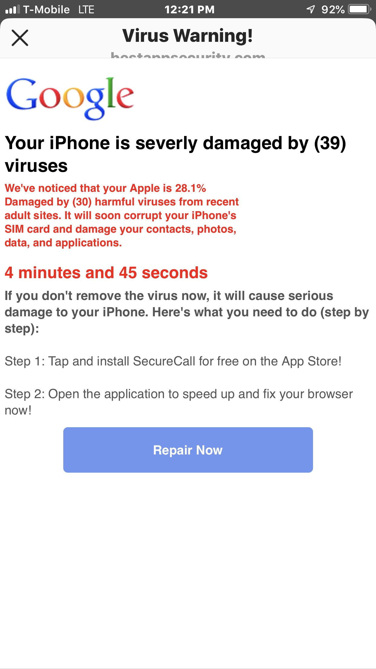 What happens if your iPhone has a virus?